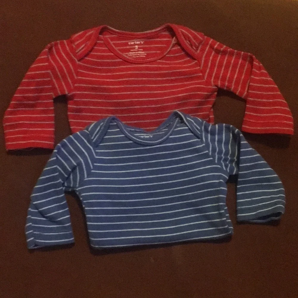 Carter’s unisex red blue striped onesies 3 months